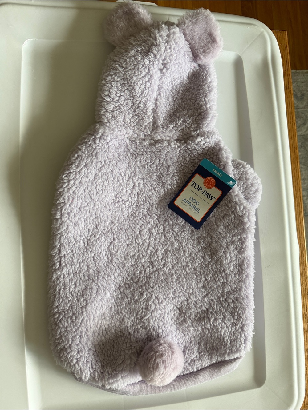 Plush Teddy Ear Hoodie Pet Sweater - Light Lilac - Picture 2 of 2